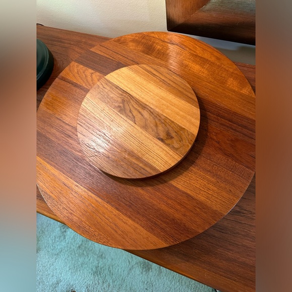 Read STELTON Denmark Fondue Set MCM Mid Century Modern Teak Lazy Susan Stainless - Picture 11 of 16